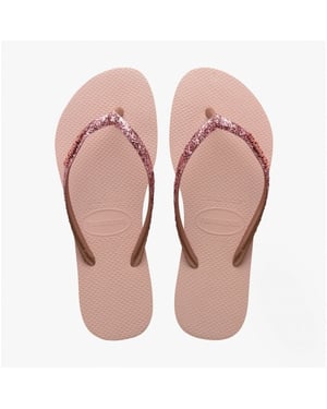Havaianas Hav Slim Glitter Ii Womens Flip Flops Ballet Rose/golden Blush
