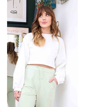 Volume Sleeve Crop Sweater