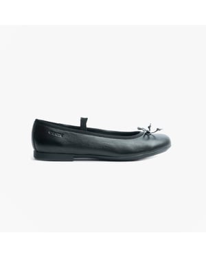 Geox Plie Girls School Shoes Smooth Black