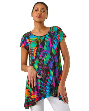Abstract Print Hanky Hem Tunic