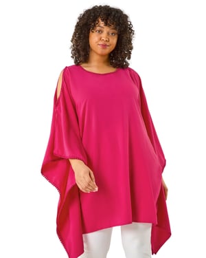 Curve Bobble Trim Hanky Hem Top