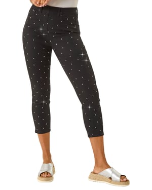 Embellished Cropped Stretch Jeggings