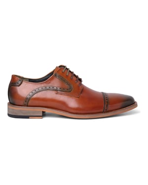 Justin Reess Men's Brown Leather Lace Up Oxford Shoes - Jenson