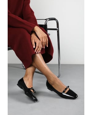 Wheres That From Womens 'Jessica' Wide Fit Square Toe Ballet Flats With Knot Bow