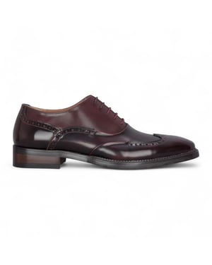 Justin Reess Men's Wine Patent Leather Brogue Formal Shoes - Harry