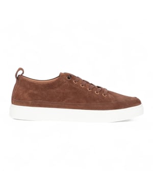 Justin Reess Mens Brown Suede Leather Trainers Sneakers - Josh