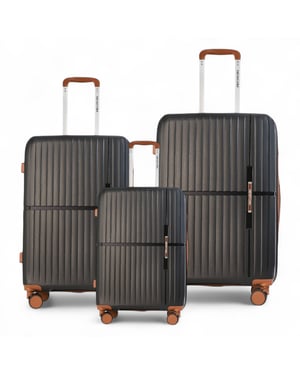 Harde zwarte, sterke koffer met 8 wielen, handbagage, vakantiekoffer