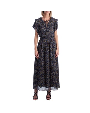 Women's Long Dress with Bow Neckline and Ruffles WJCF0402F