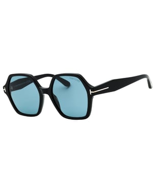 Tom Ford Romy Smoke Hex Lens Glanzende Zwarte Zonnebril