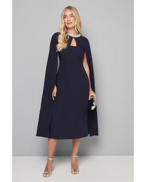 Petite Embellished Seam Detail Cape Sleeve Dress