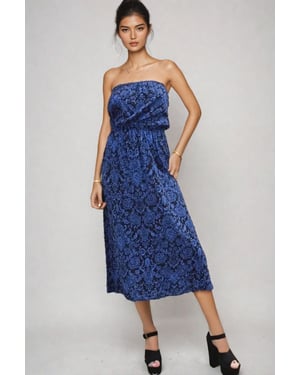 Paisley Bandeau Ruched Dress