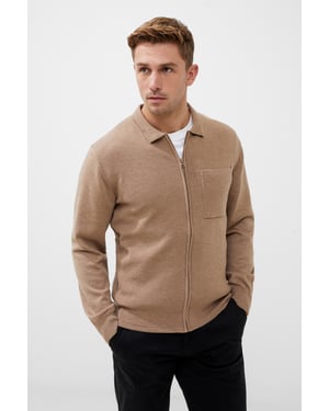 Natural Zip-Through Knit Jumper