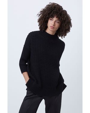 Dark Navy Ribbed Knit Oversized Jumper