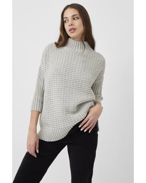 Grey Ribbed Knit Oversized Jumper