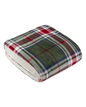 Wylder Nature Braemar Sherpa Tartan Fleece, 140 cm x 180 cm, Green