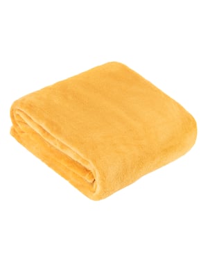 Furn Plain Harrow Fleece Throw, 140 cm x 180 cm, Yellow