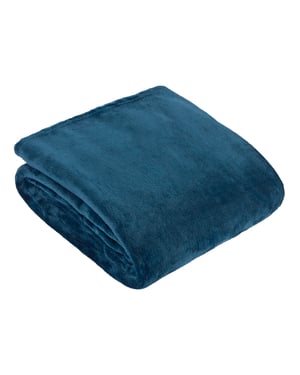 Furn Plain Harrow Fleece Throw, 140 cm x 180 cm, Blue