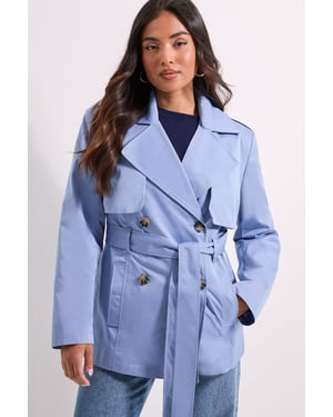 Petite Double Breasted Belted Trench Coat