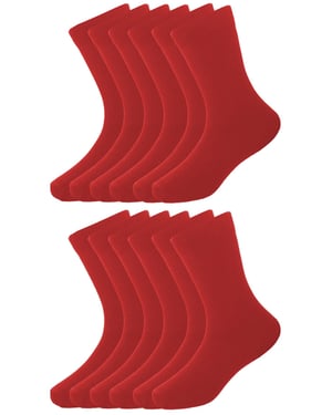 12 Pack Kids Red School Socks