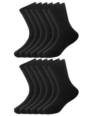 12 Pack Kids Black School Socks