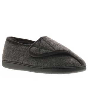 Dr Keller Mens Slippers Wide Opening Vince Touch Fastening grey