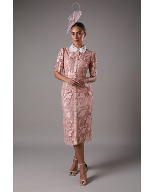 Lace Shirt Dress Contrast Colour