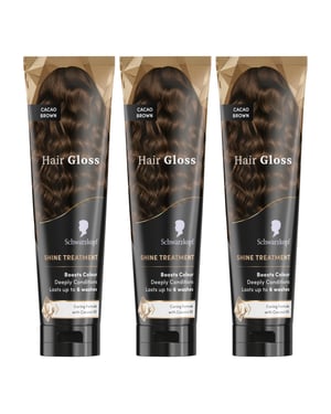 Schwarzkopf Hair Gloss Shine Treatment Cacao Brown 150ml, 3 Pack