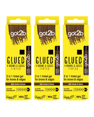 Got2b GEL Glued B&E Tint Dark Brown 16ml, 3 Pack - Strong Hold, Tame Flyaways