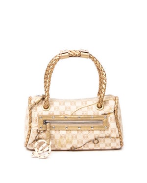 Braided Handle Zip Tote Handbag