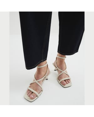 River Island Womens Sandals Beige Kitten Heel Strappy