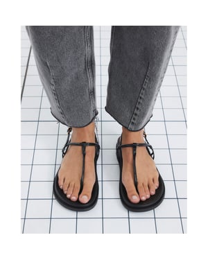 River Island Womens Sandals Black Toe Thong Footbed