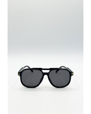 Oversized Navigator Sunglasses in Black