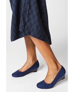 Good For The Sole: Cerys Comfort Low Wedge Heel Court Shoes