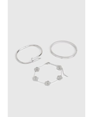 3 Pack Silver Detail Bracelets