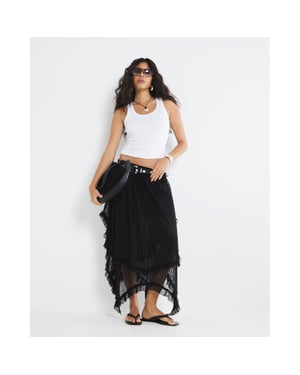 River Island Womens Maxi Skirt Black Lace