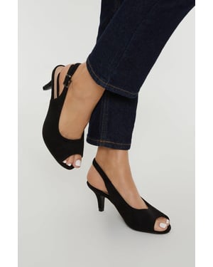 Good For The Sole: Wide Fit Evelyn Peep Toe Sling Back Heeled Sandals