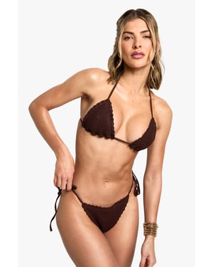 Crochet Triangle Bikini Top & Tie Side Bikini Bottoms Set