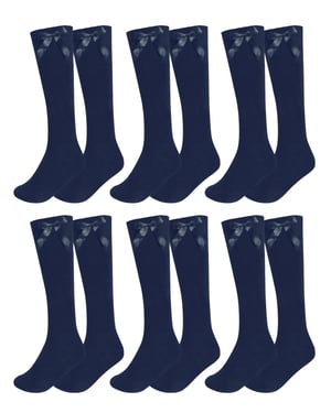 6 Pack Girls Knee High Socks With Bow