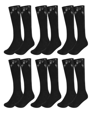 6 Pack Girls Knee High Socks With Bow