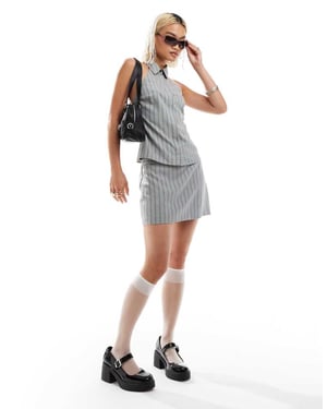 COLLUSION mini skirt co-ord in grey pinstripe