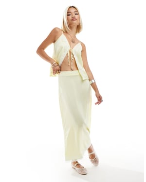 ONLY low waist contrast lace trim maxi skirt co-ord in lemon