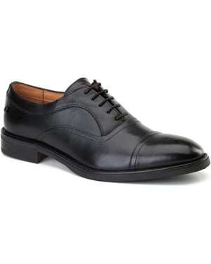Base London Leren Heren zwarte Oxford schoenen met revers