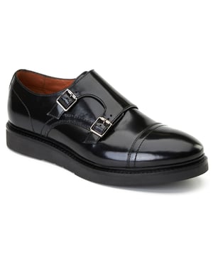 Base London Knight Leren Zwarte Dubbele Monniksschoenen Voor Heren