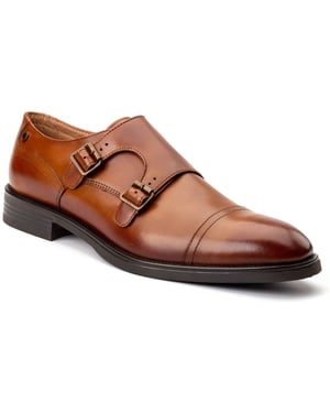 Base London Taper Leren Heren Tan Dubbele Monk Schoenen