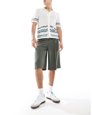 ASOS DESIGN smart wide leg shorts in green