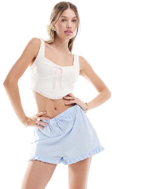 Miss Selfridge knitted corset top with ribbon detail in cream