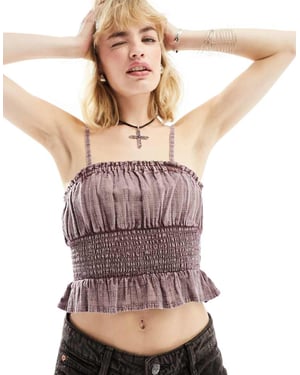 COLLUSION western cotton dobby check cami sun top in washed pink
