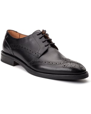 Base London Pocket Leren Heren Zwarte Brogues Schoenen