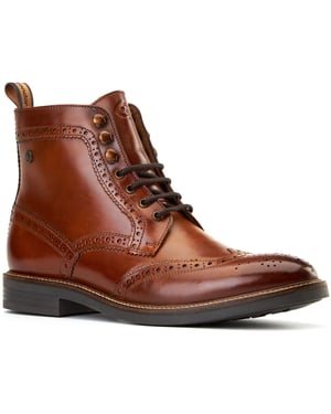 Base London Bristol Leren Herenbrandschoenen In Verbrande Tan Kleur