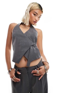 COLLUSION co-ord tailored fitted waistcoat in charcoal grey